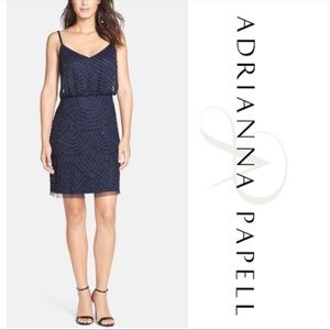 Navy Sequin Blouson Dress